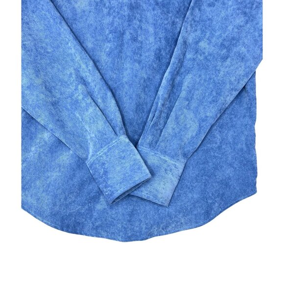 Zara Fine-Waled Corduroy Oversized Blue Button-Up Shirt With Pocket Size XS - Picture 13 of 16
